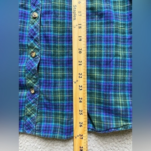 Eddie Bauer Shirt Mens Large Green Blue Plaid Button Up Long Sleeve Flannel - Picture 3 of 12
